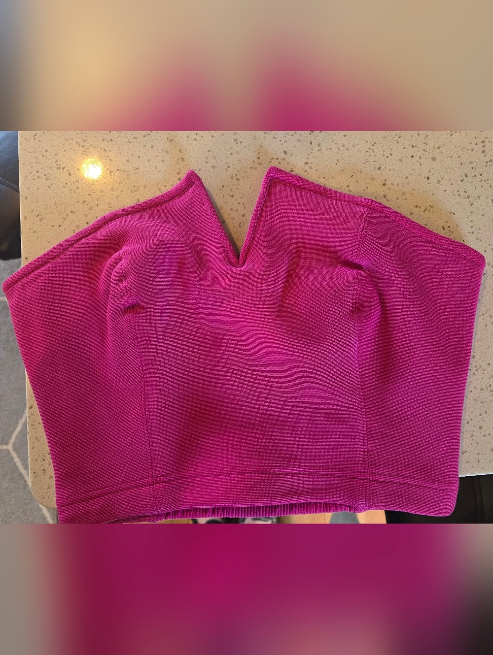 Maeve Bright Fuchsia Strapless Ribbed Crop Top - Picture 2 of 4